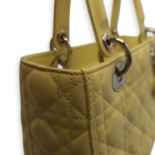 Lady Dior Medium Yellow Top Handle Bag in Lambskin Silver hardware CL2603-20557 14
