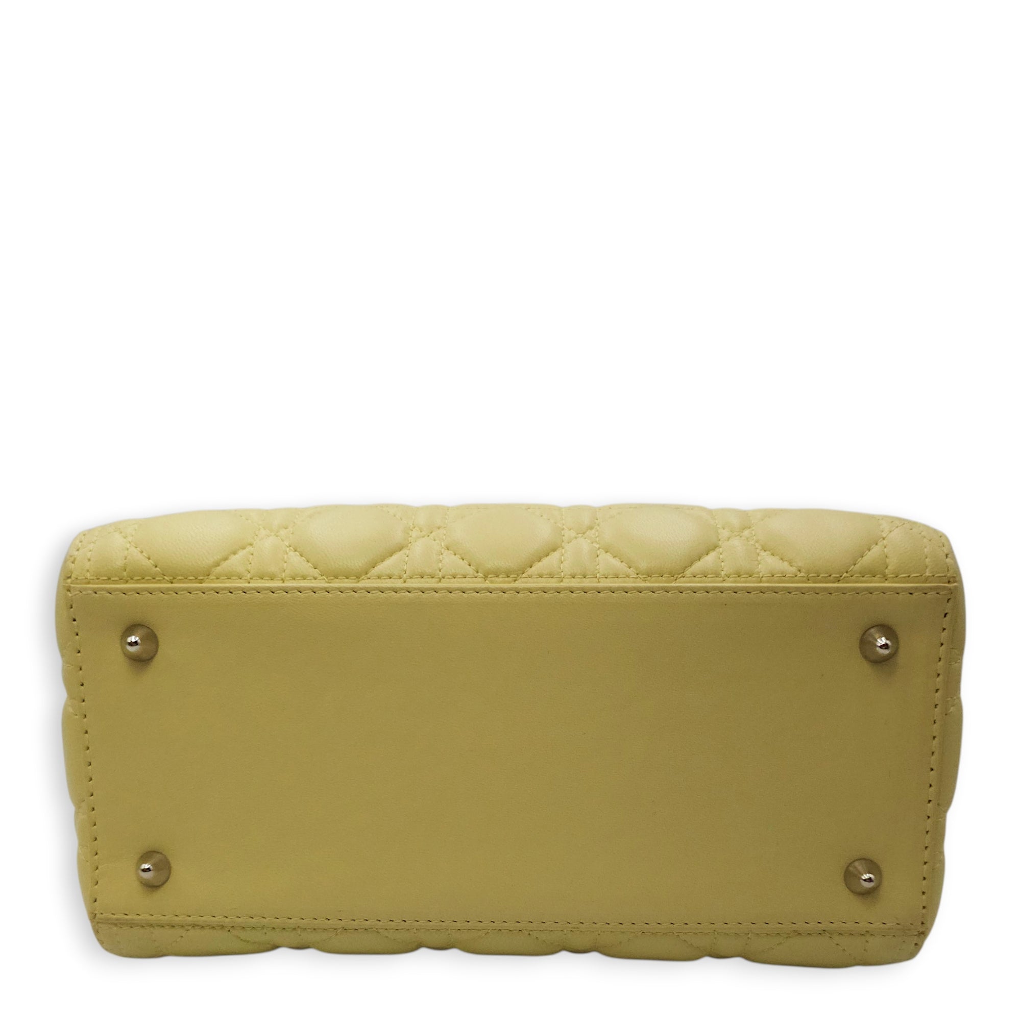 Lady Dior Medium Yellow Top Handle Bag in Lambskin Silver hardware CL2603-20557 5