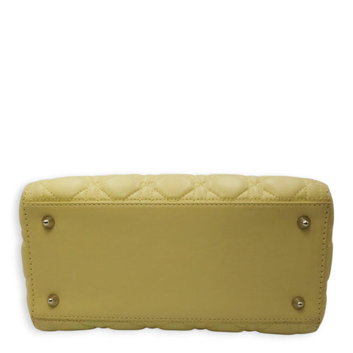 Lady Dior Medium Yellow Top Handle Bag in Lambskin Silver hardware CL2603-20557 5