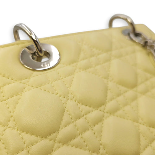 Lady Dior Medium Yellow Top Handle Bag in Lambskin Silver hardware CL2603-20557 8
