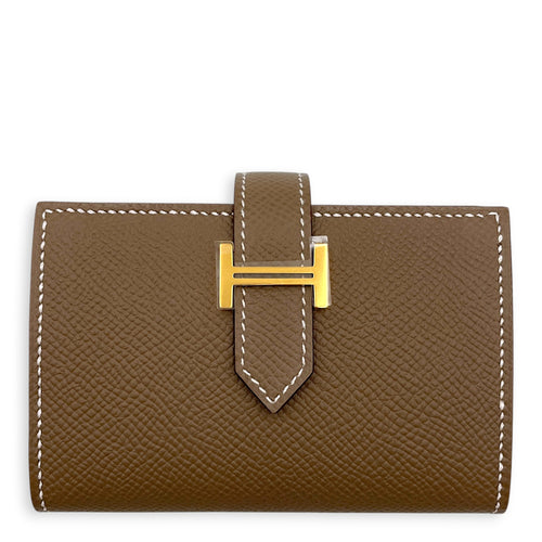 Bearn Mini Wallet Etoupe Wallet in Epsom Gold hardware