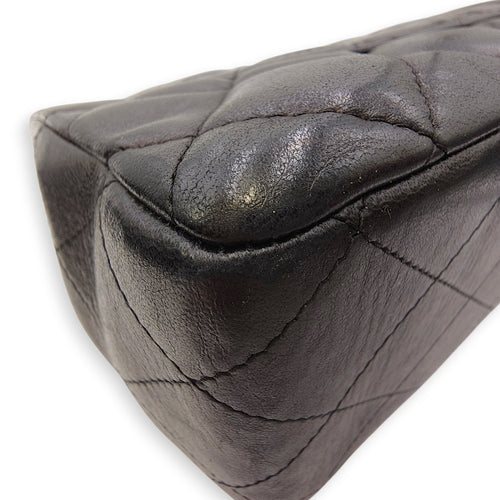 Classic Jumbo Flap 30 Black Shoulder Bag in Lambskin Gold hardware