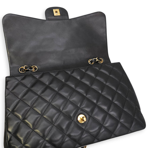 Classic Jumbo Flap 30 Black Shoulder Bag in Lambskin Gold hardware