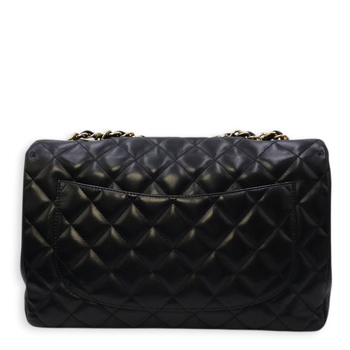 Classic Jumbo Flap 30 Black Shoulder Bag in Lambskin Gold hardware