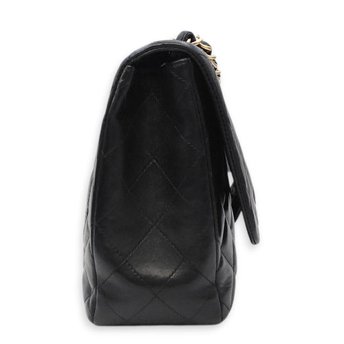 Classic Jumbo Flap 30 Black Shoulder Bag in Lambskin Gold hardware