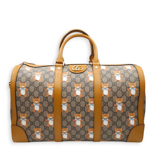 Gucci x Kai GG Supreme Monogram Ophidia Brown Boston Bag in Canvas Gold hardware