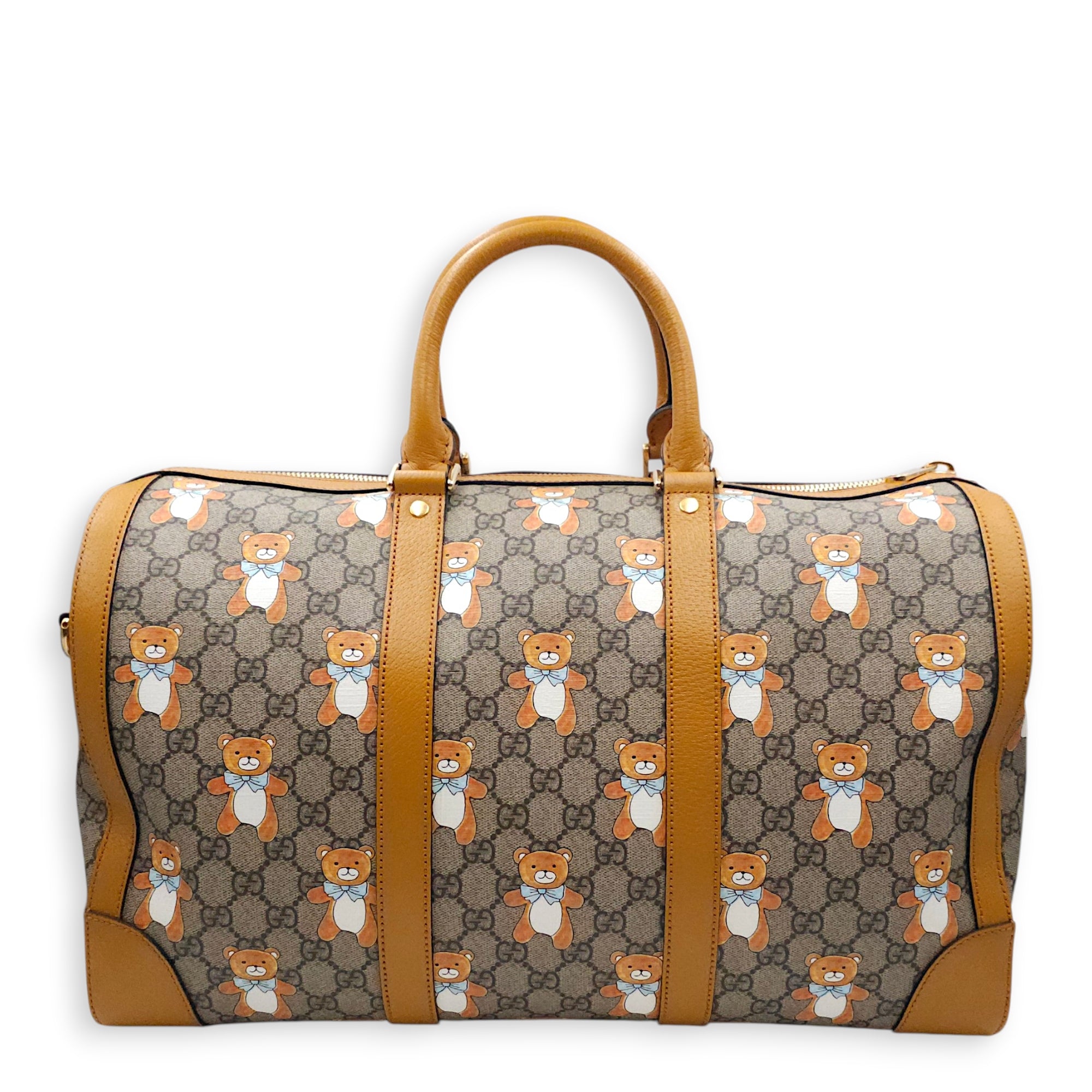 Gucci x Kai GG Supreme Monogram Ophidia Brown Boston Bag in Canvas Gold hardware