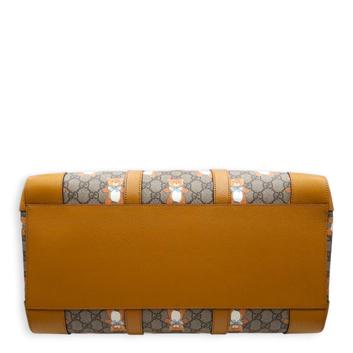 Gucci x Kai GG Supreme Monogram Ophidia Brown Boston Bag in Canvas Gold hardware