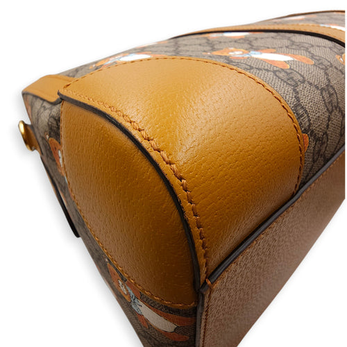 Gucci x Kai GG Supreme Monogram Ophidia Brown Boston Bag in Canvas Gold hardware
