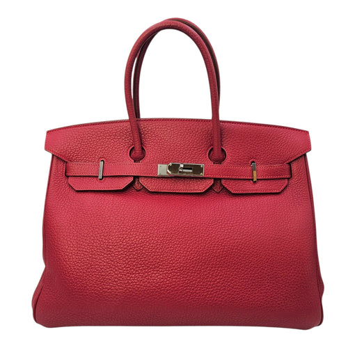 Birkin 35 Rouge vif in Fjord Ruthenium hardware CL2603-20565 1