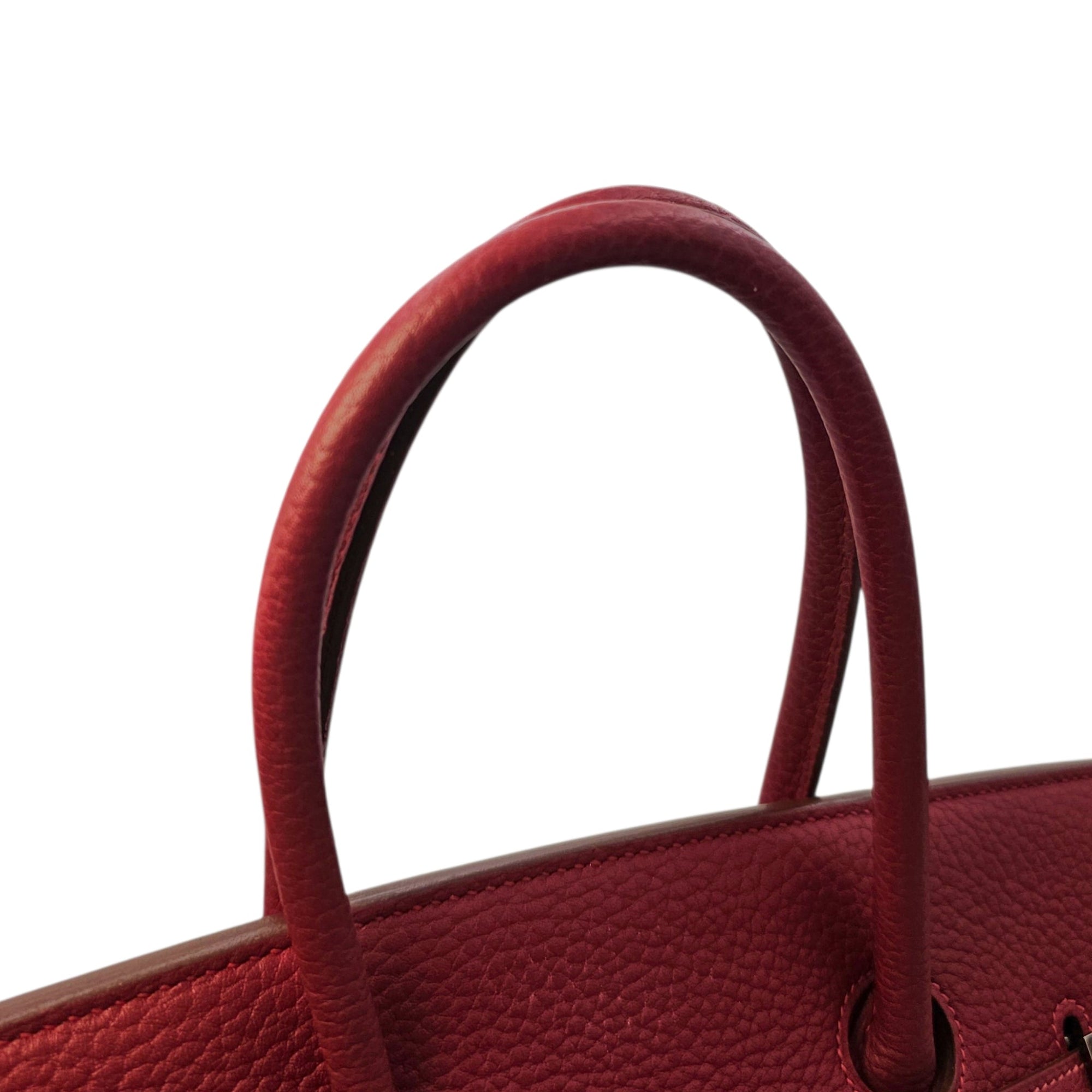 Birkin 35 Rouge vif in Fjord Ruthenium hardware CL2603-20565 12