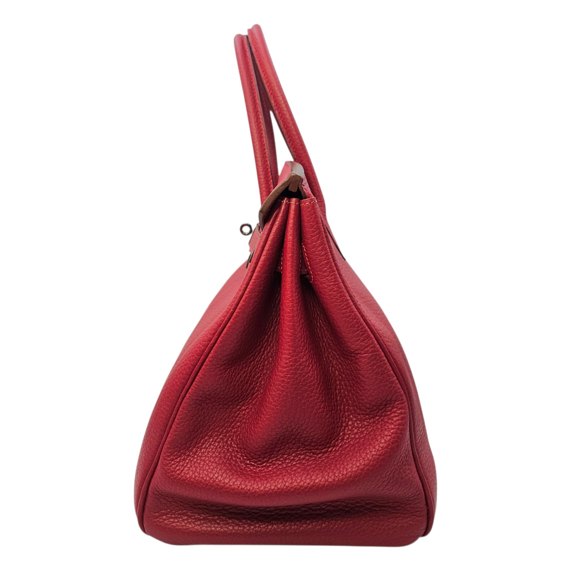 Birkin 35 Rouge vif in Fjord Ruthenium hardware CL2603-20565 3