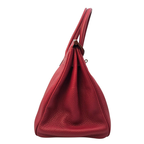 Birkin 35 Rouge vif in Fjord Ruthenium hardware CL2603-20565 4