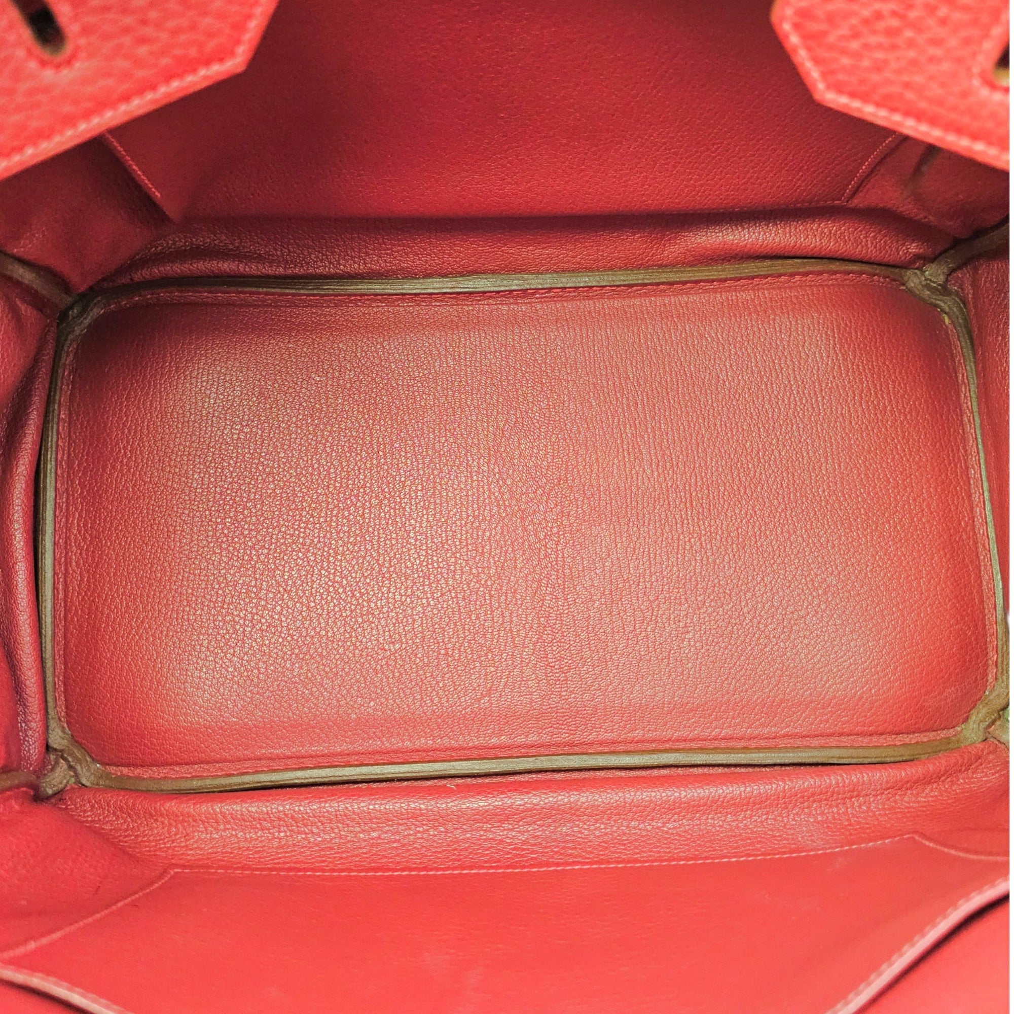 Birkin 35 Rouge vif in Fjord Ruthenium hardware CL2603-20565 6