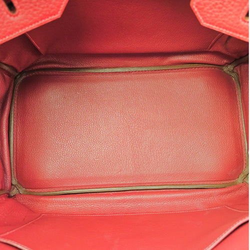 Birkin 35 Rouge vif in Fjord Ruthenium hardware CL2603-20565 6