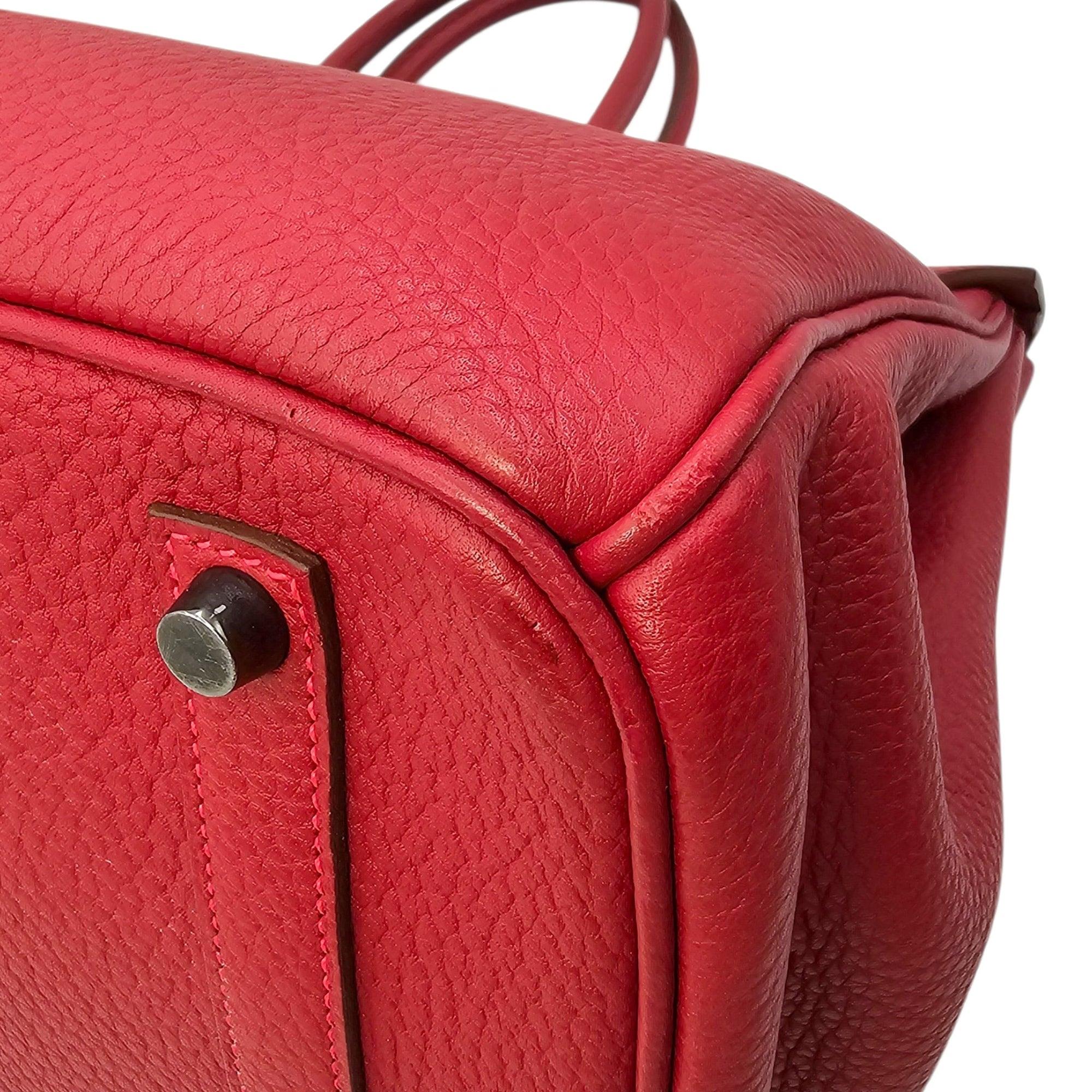 Birkin 35 Rouge vif in Fjord Ruthenium hardware CL2603-20565 7