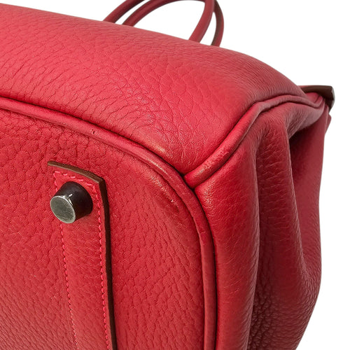 Birkin 35 Rouge vif in Fjord Ruthenium hardware CL2603-20565 7