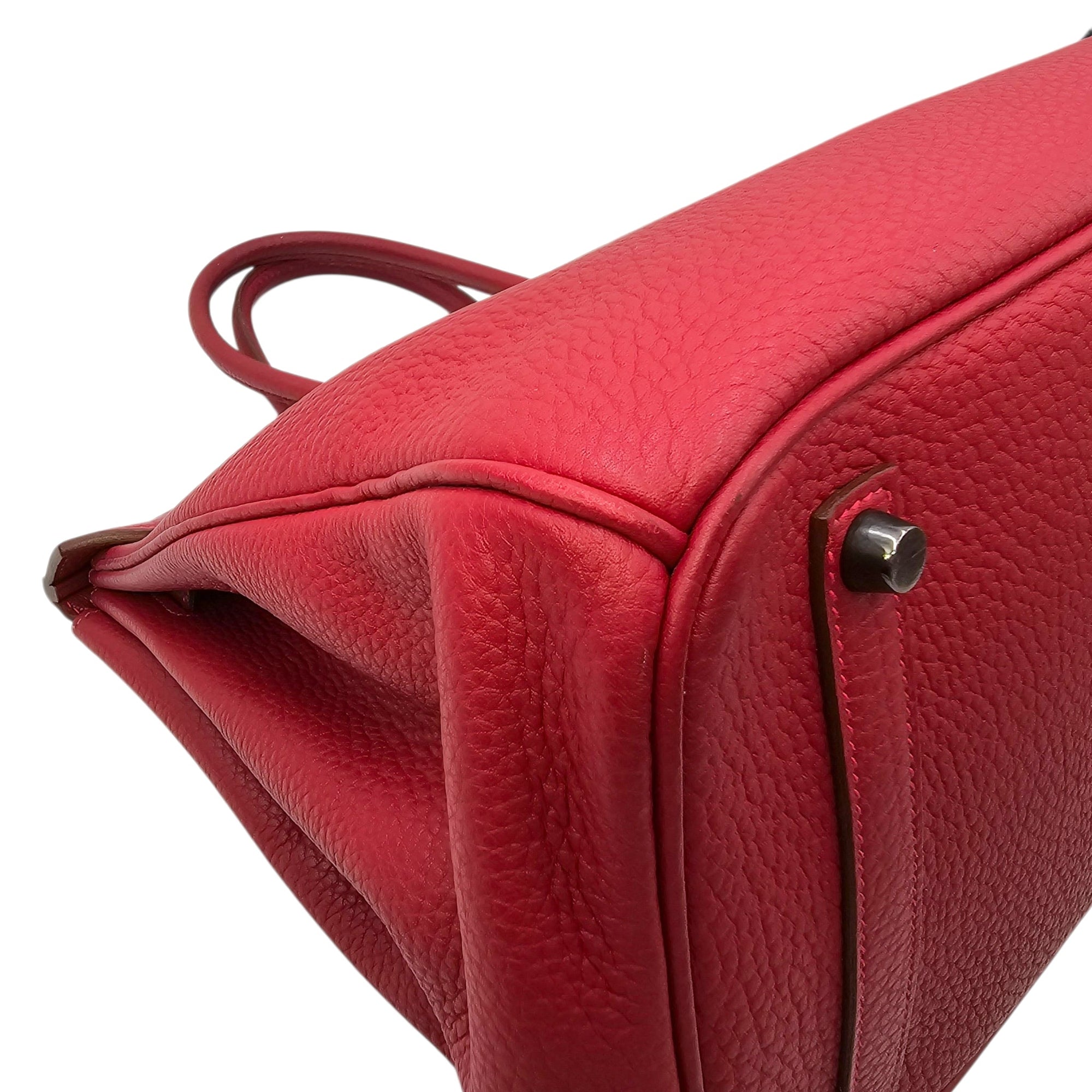 Birkin 35 Rouge vif in Fjord Ruthenium hardware CL2603-20565 8