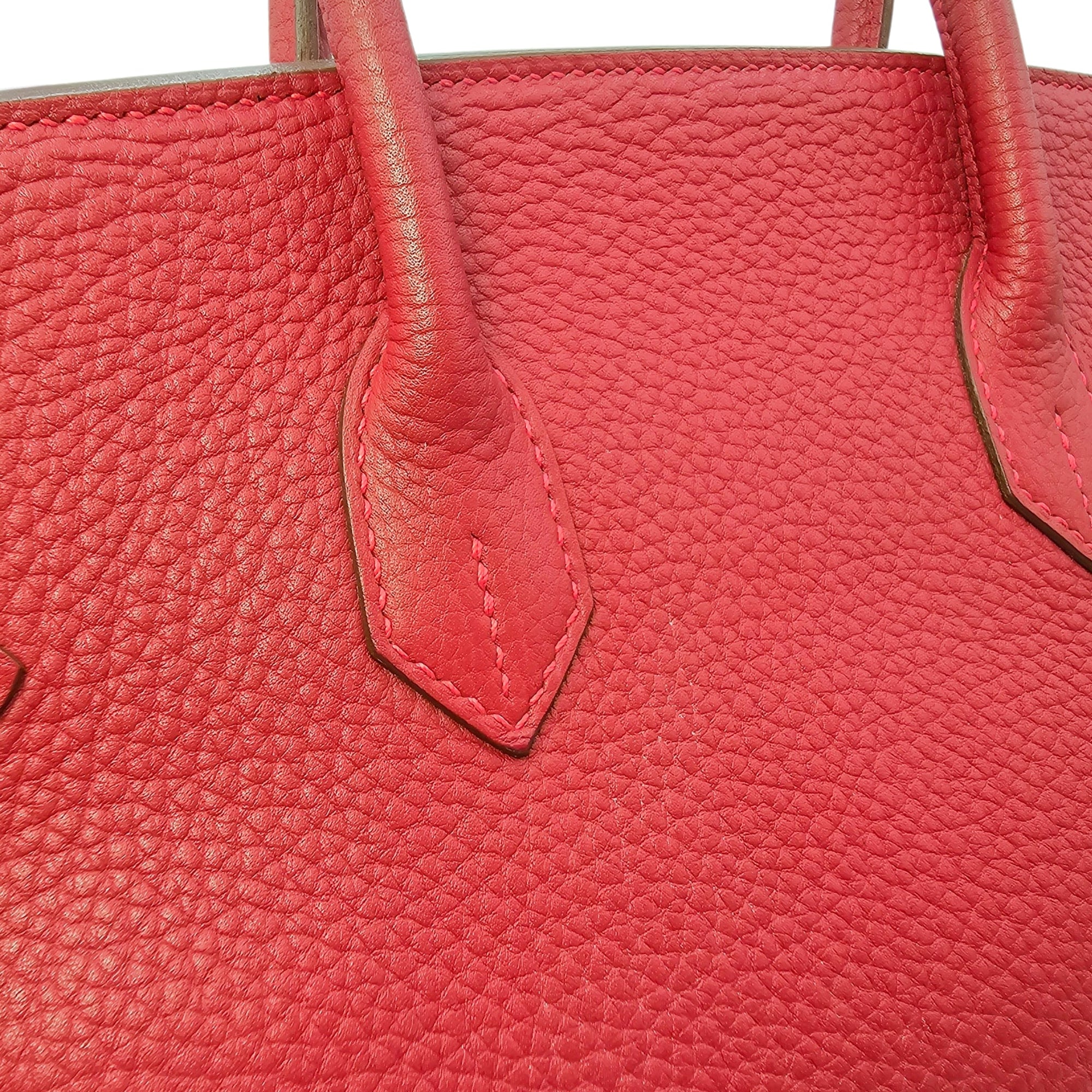 Birkin 35 Rouge vif in Fjord Ruthenium hardware CL2603-20565 9