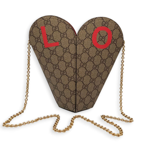 Supreme Valentine’s Day Heart Small Brown Shoulder Bag in Canvas Gold hardware CL2603-20567 12