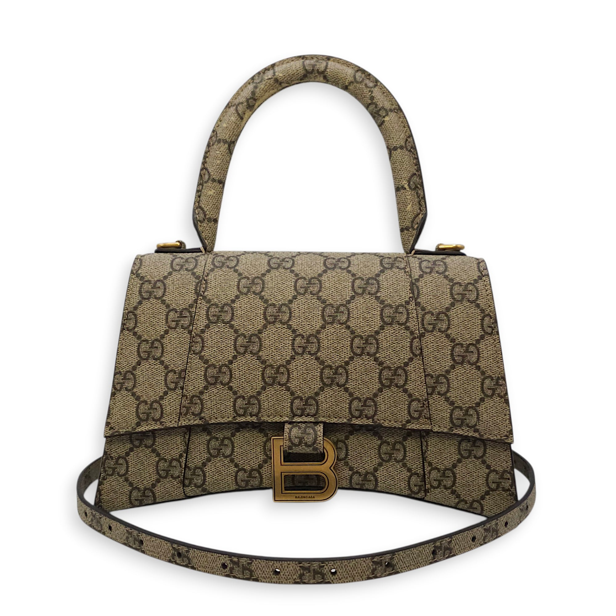 The Hacker Project Hourglass Small Grey Top Handle Bag in Canvas Gold hardware CL2603-20572 17