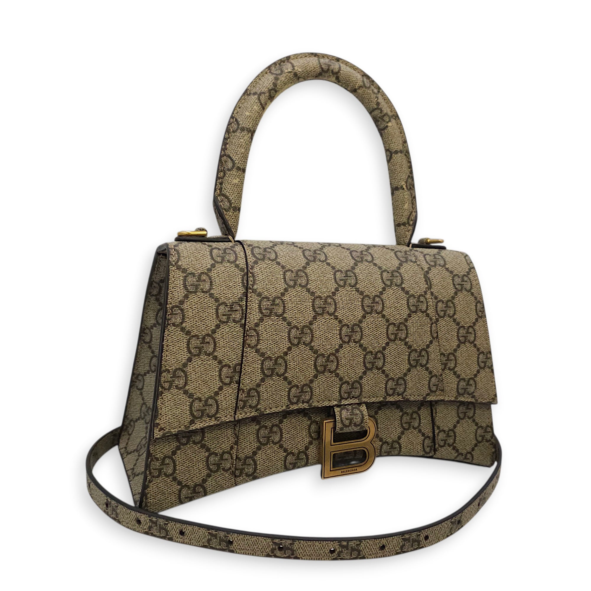 The Hacker Project Hourglass Small Grey Top Handle Bag in Canvas Gold hardware CL2603-20572 18