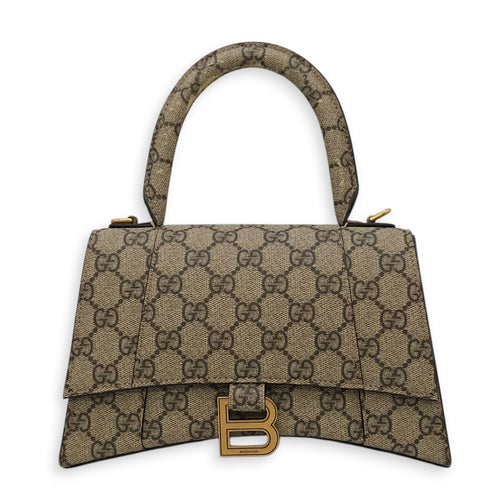 The Hacker Project Hourglass Small Grey Top Handle Bag in Canvas Gold hardware CL2603-20572 1