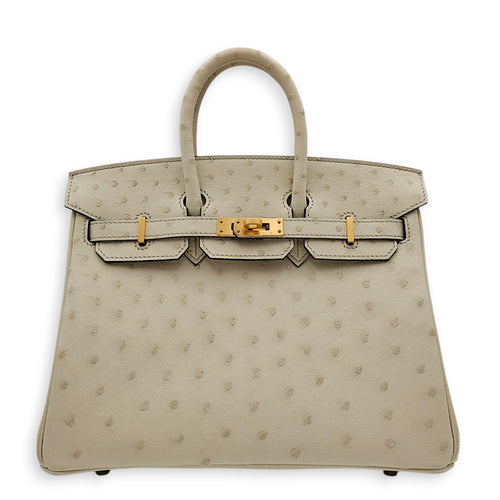 HSS Birkin 25 Beton/Vert Vertigo in Ostrich Brushed Gold hardware
