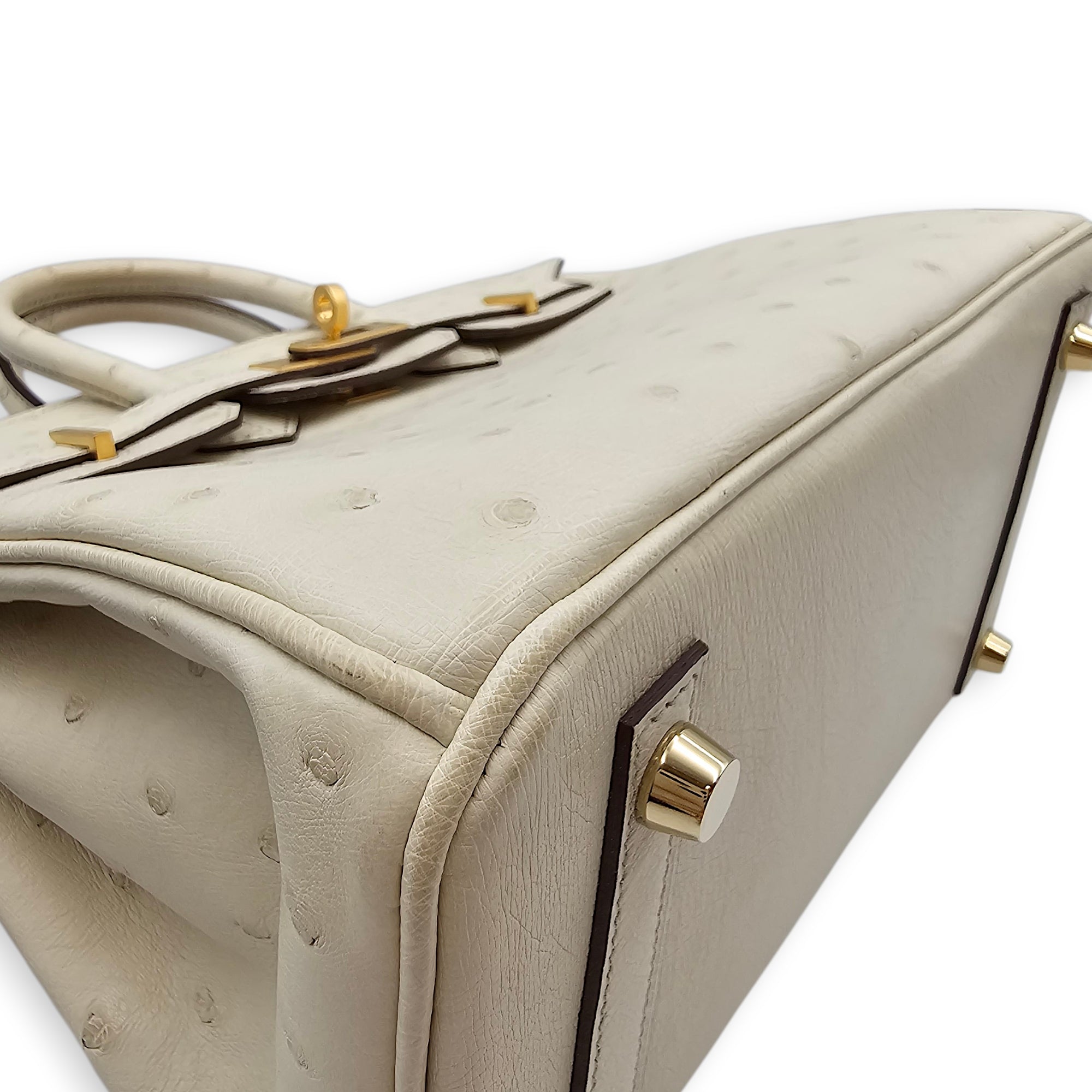 HSS Birkin 25 Beton/Vert Vertigo in Ostrich Brushed Gold hardware