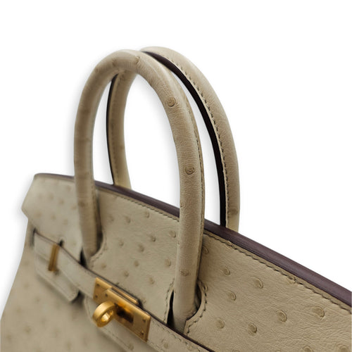 HSS Birkin 25 Beton/Vert Vertigo in Ostrich Brushed Gold hardware