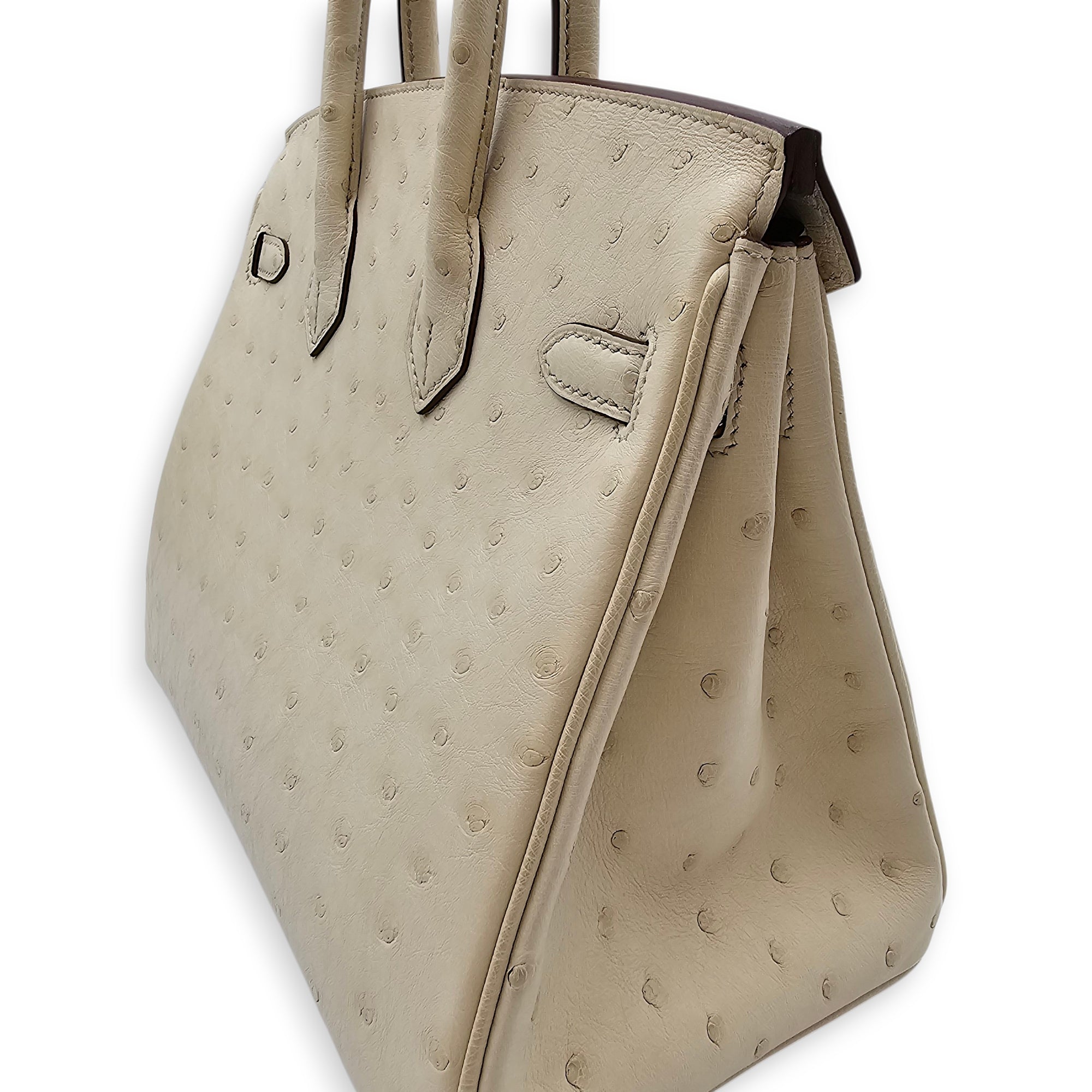 HSS Birkin 25 Beton/Vert Vertigo in Ostrich Brushed Gold hardware