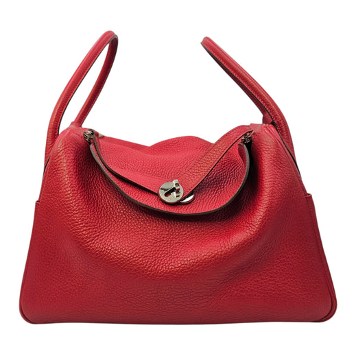 Lindy 34 Rouge Casaque in Clemence Palladium hardware CL2603-20578 1