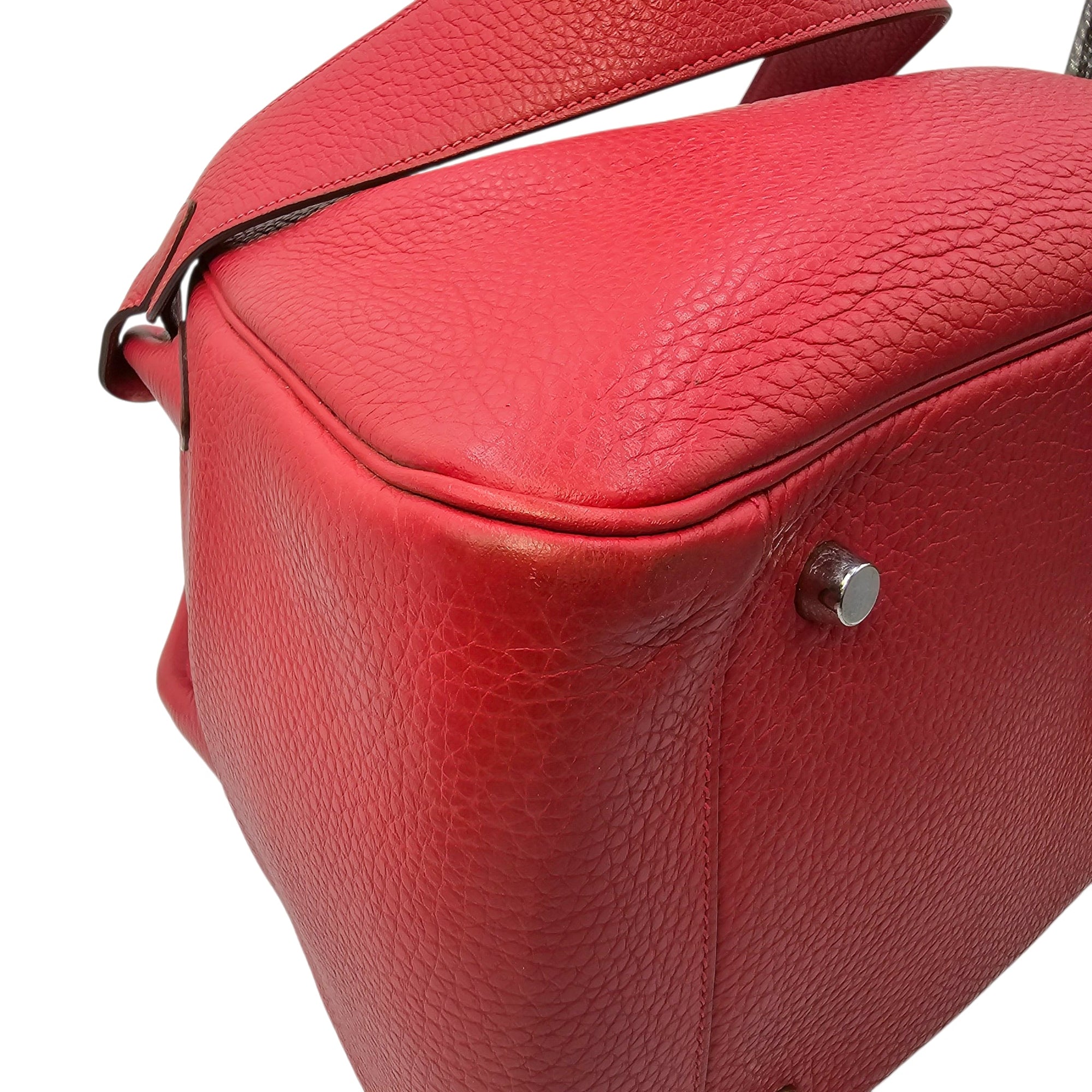 Lindy 34 Rouge Casaque in Clemence Palladium hardware CL2603-20578 12