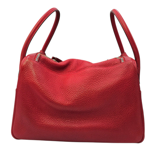 Lindy 34 Rouge Casaque in Clemence Palladium hardware CL2603-20578 2