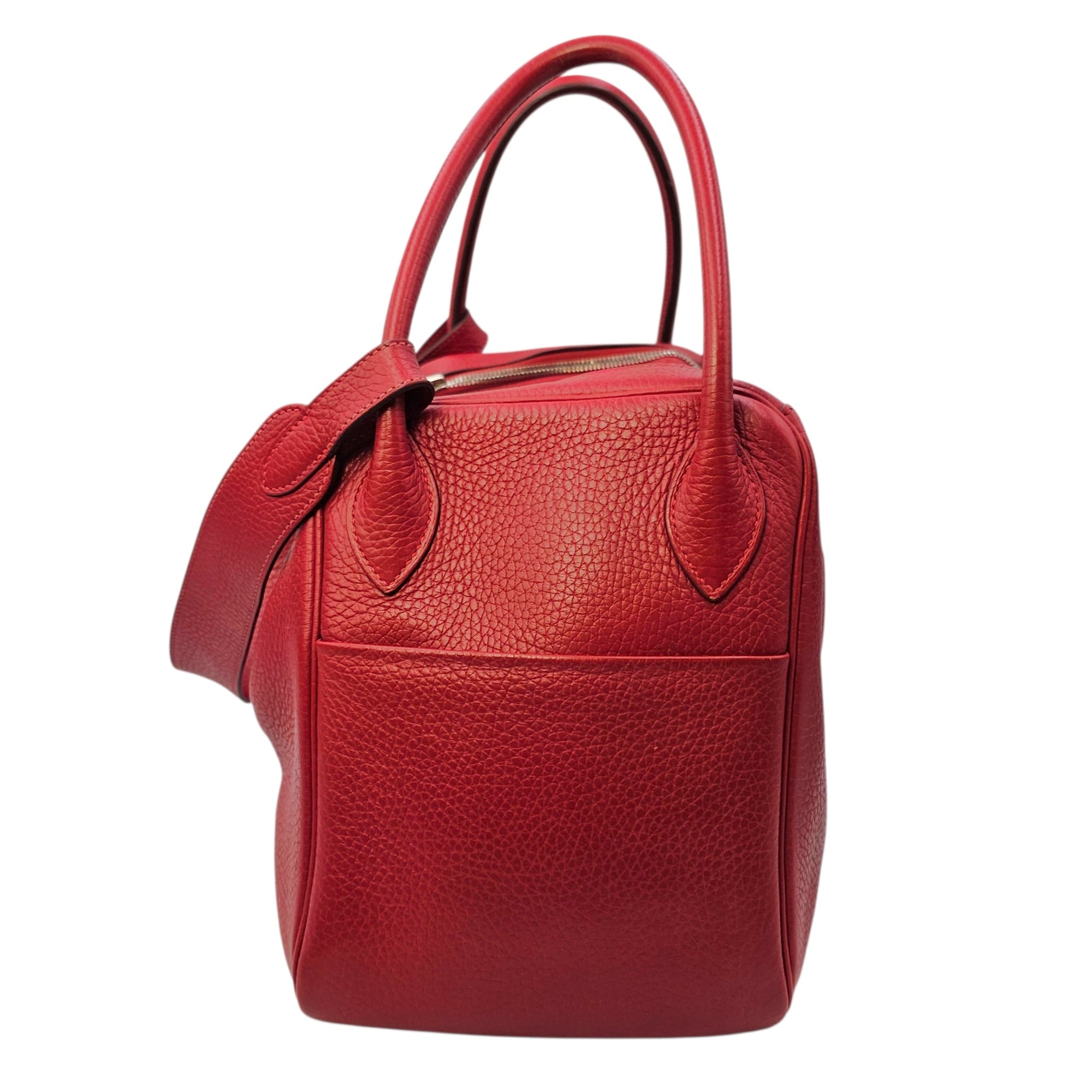 Lindy 34 Rouge Casaque in Clemence Palladium hardware CL2603-20578 4