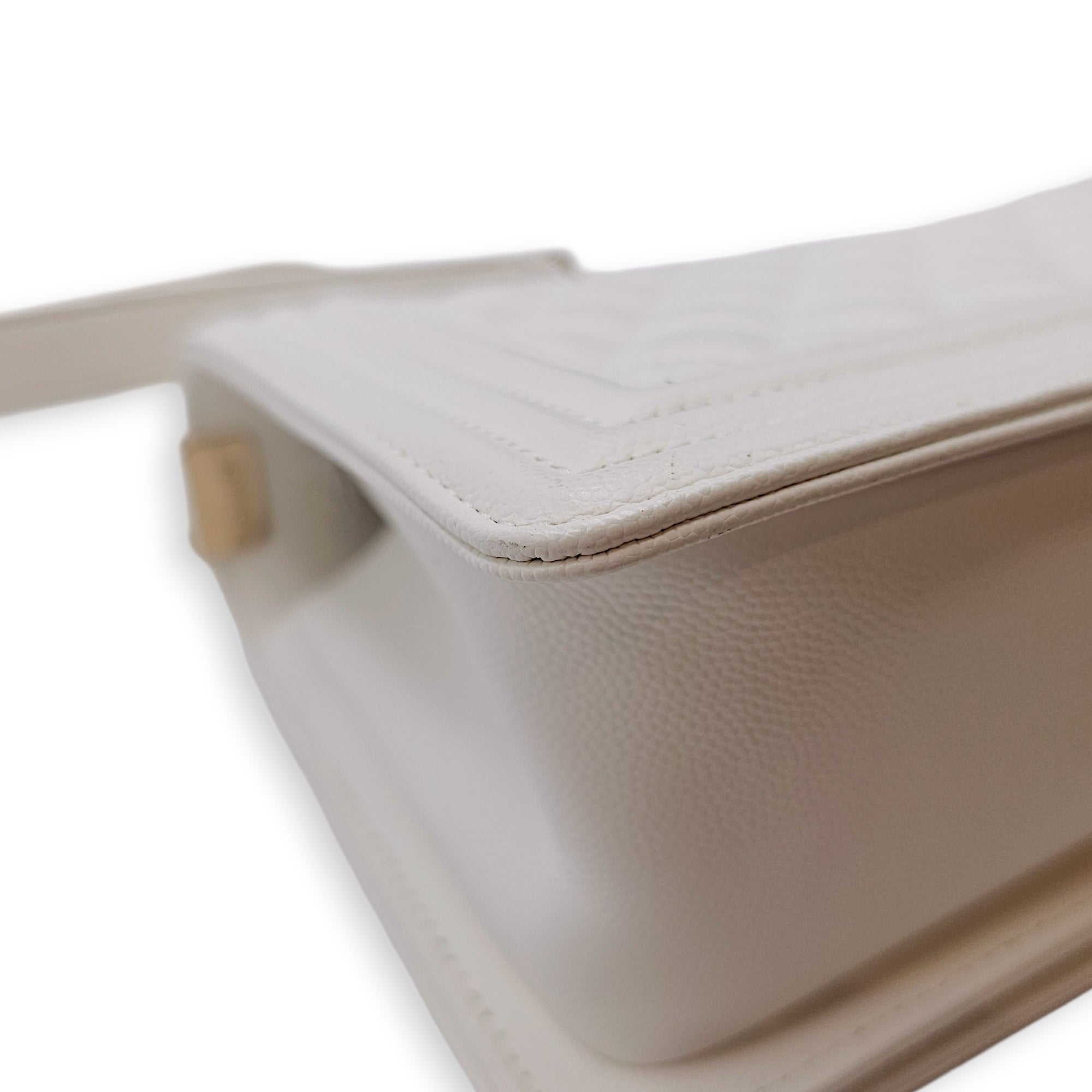 Le Boy Medium White Shoulder Bag in Caviar Leather Silver hardware CL2604-20586 11