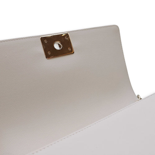 Le Boy Medium White Shoulder Bag in Caviar Leather Silver hardware CL2604-20586 12
