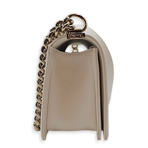 Le Boy Medium White Shoulder Bag in Caviar Leather Silver hardware CL2604-20586 3