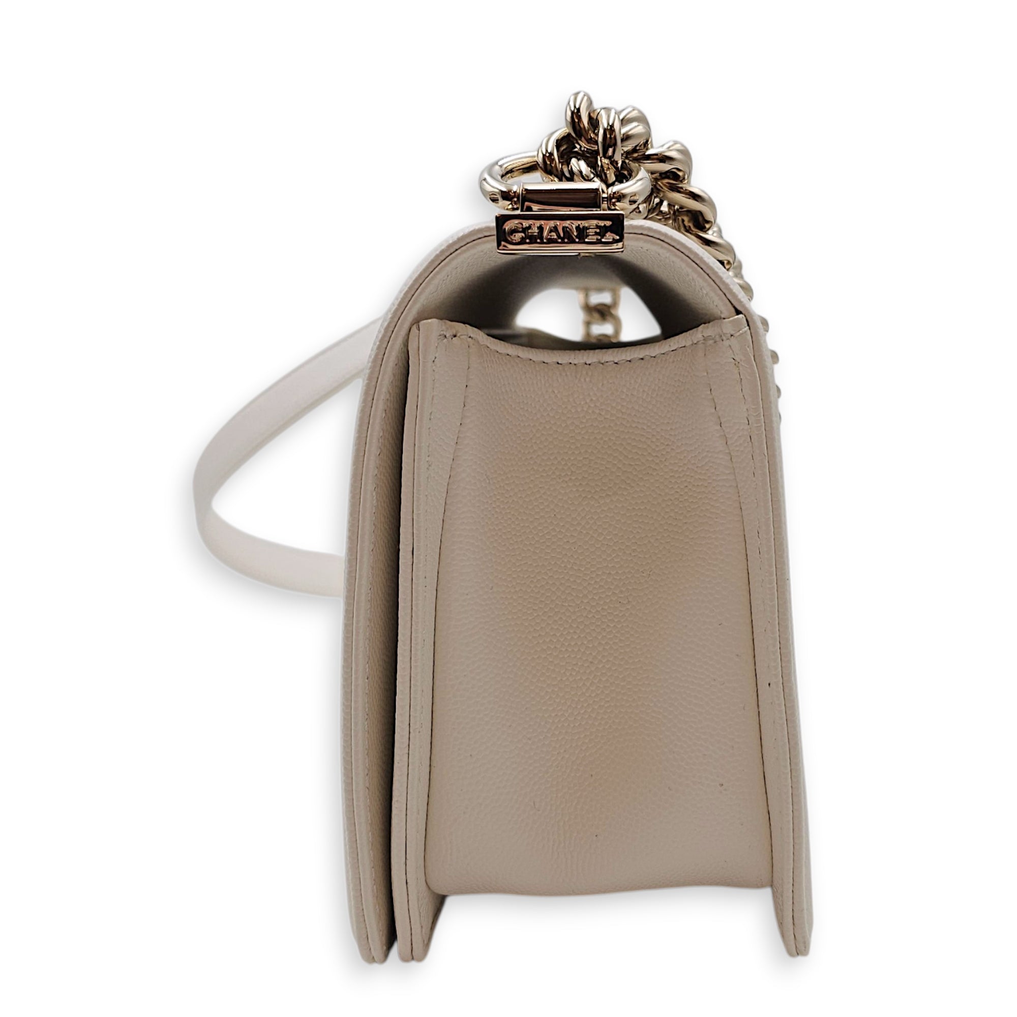 Le Boy Medium White Shoulder Bag in Caviar Leather Silver hardware CL2604-20586 4