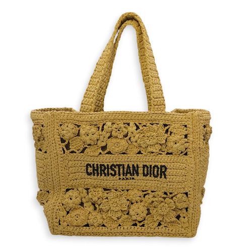 Book Tote with Floral Pattern Small Beige Top Handle Bag in Raffia CL2604-20588 1