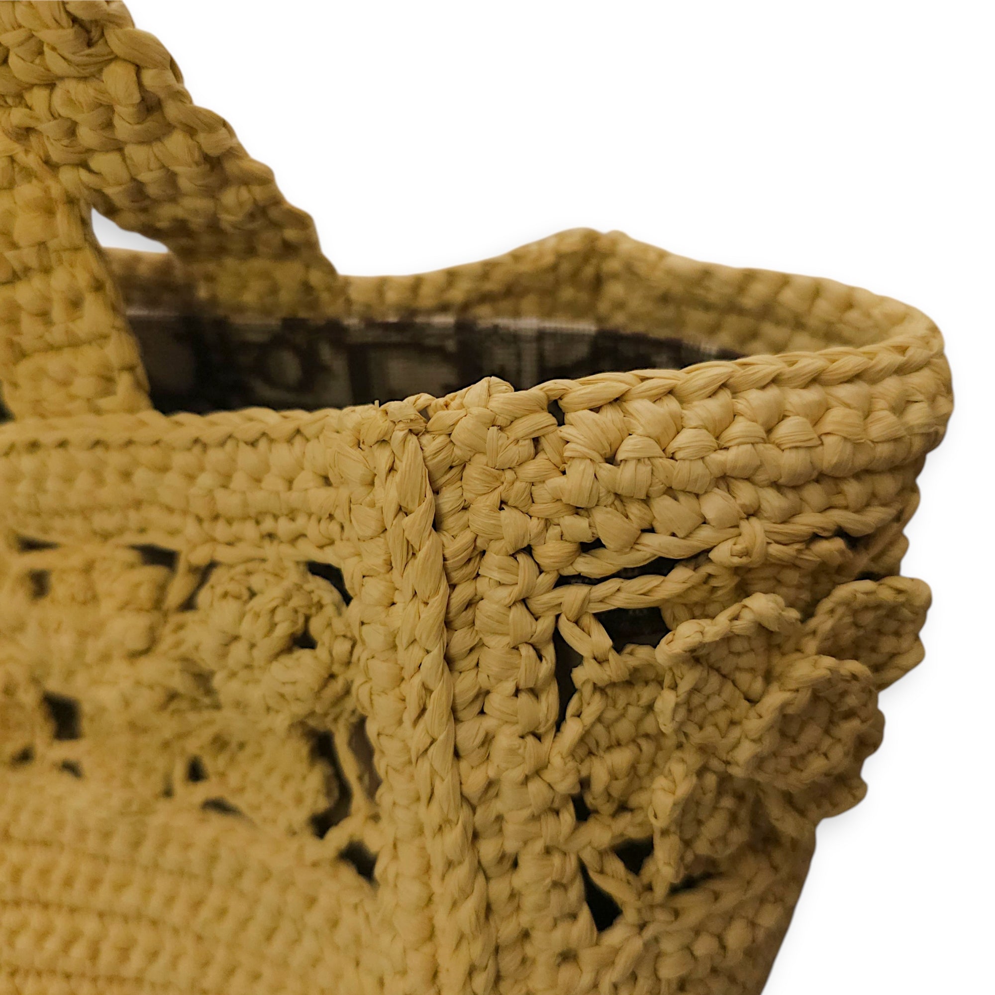 Book Tote with Floral Pattern Small Beige Top Handle Bag in Raffia CL2604-20588 11