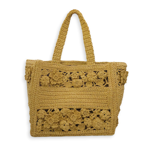 Book Tote with Floral Pattern Small Beige Top Handle Bag in Raffia CL2604-20588 2