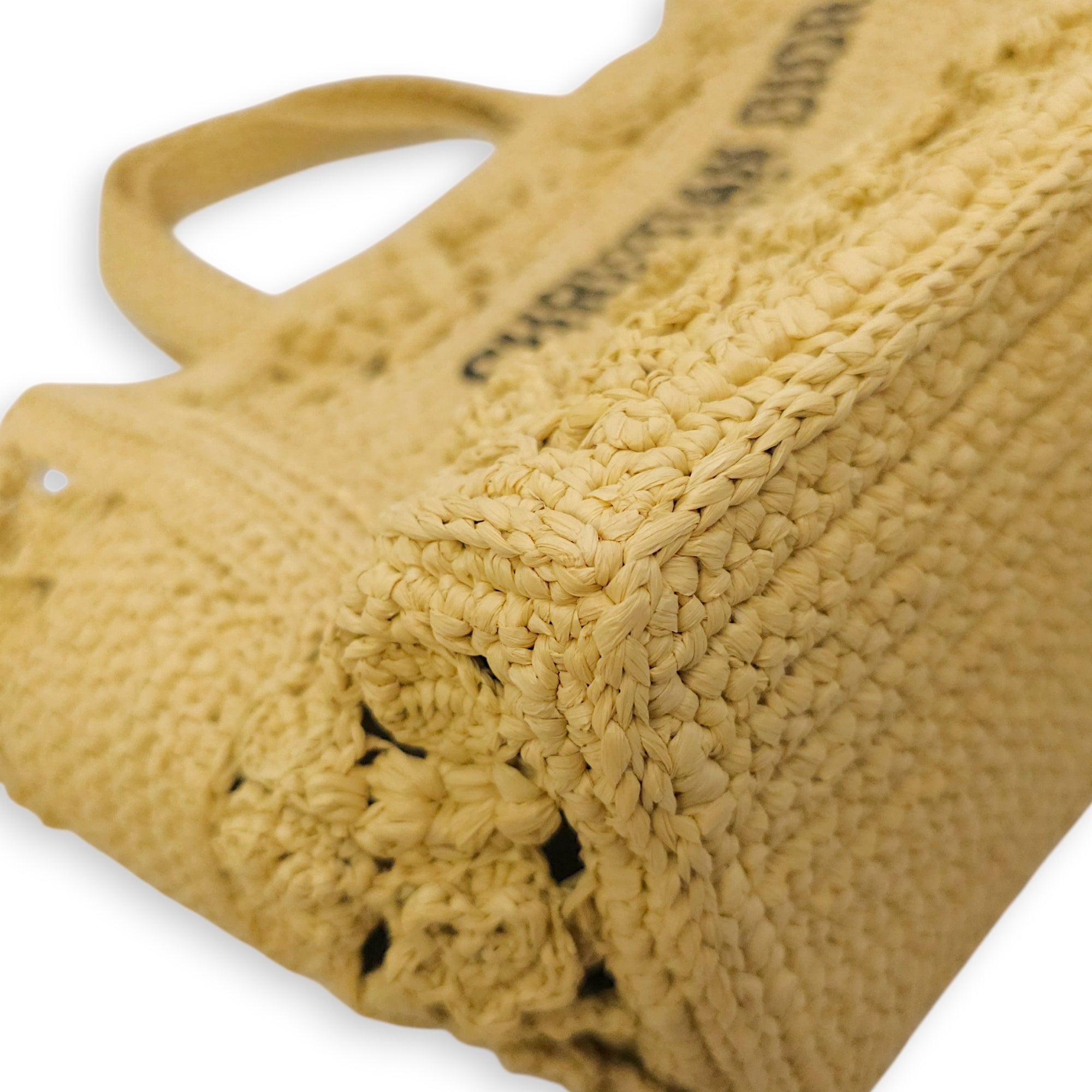 Book Tote with Floral Pattern Small Beige Top Handle Bag in Raffia CL2604-20588 8