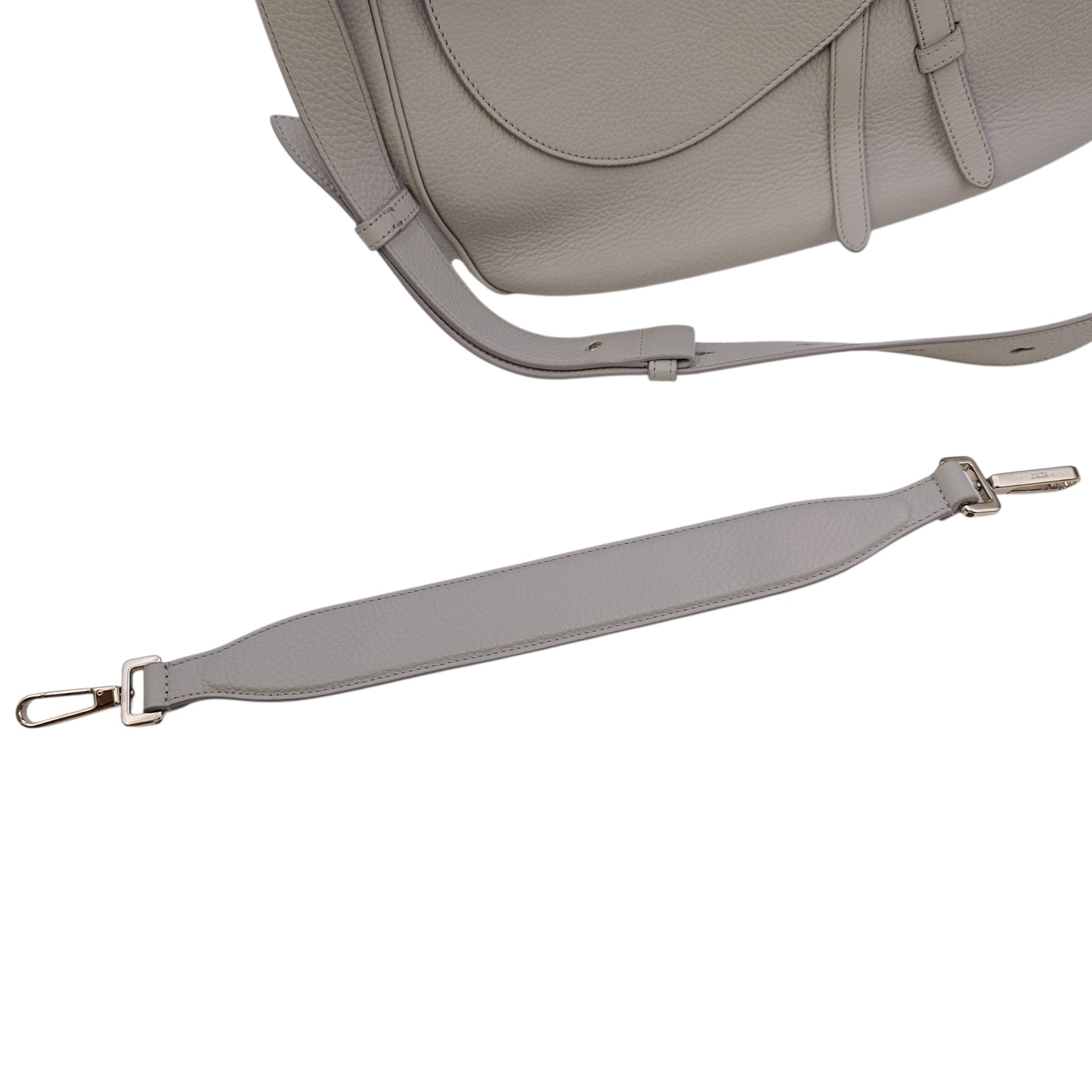 Saddle Ash Grey Shoulder Bag in Calfskin Silver hardware CL2604-20592 12