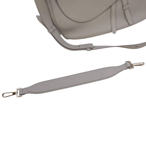 Saddle Ash Grey Shoulder Bag in Calfskin Silver hardware CL2604-20592 12