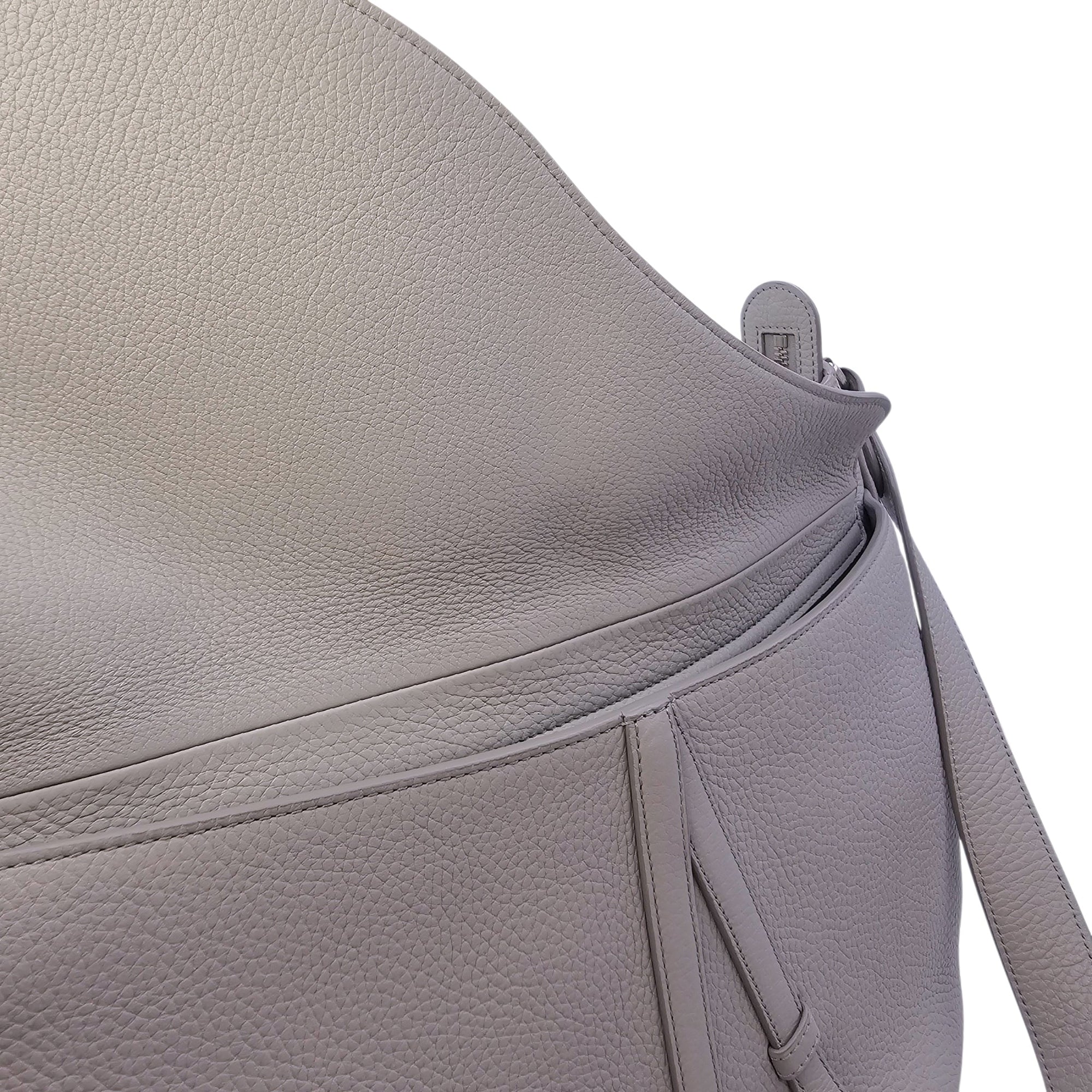 Saddle Ash Grey Shoulder Bag in Calfskin Silver hardware CL2604-20592 14