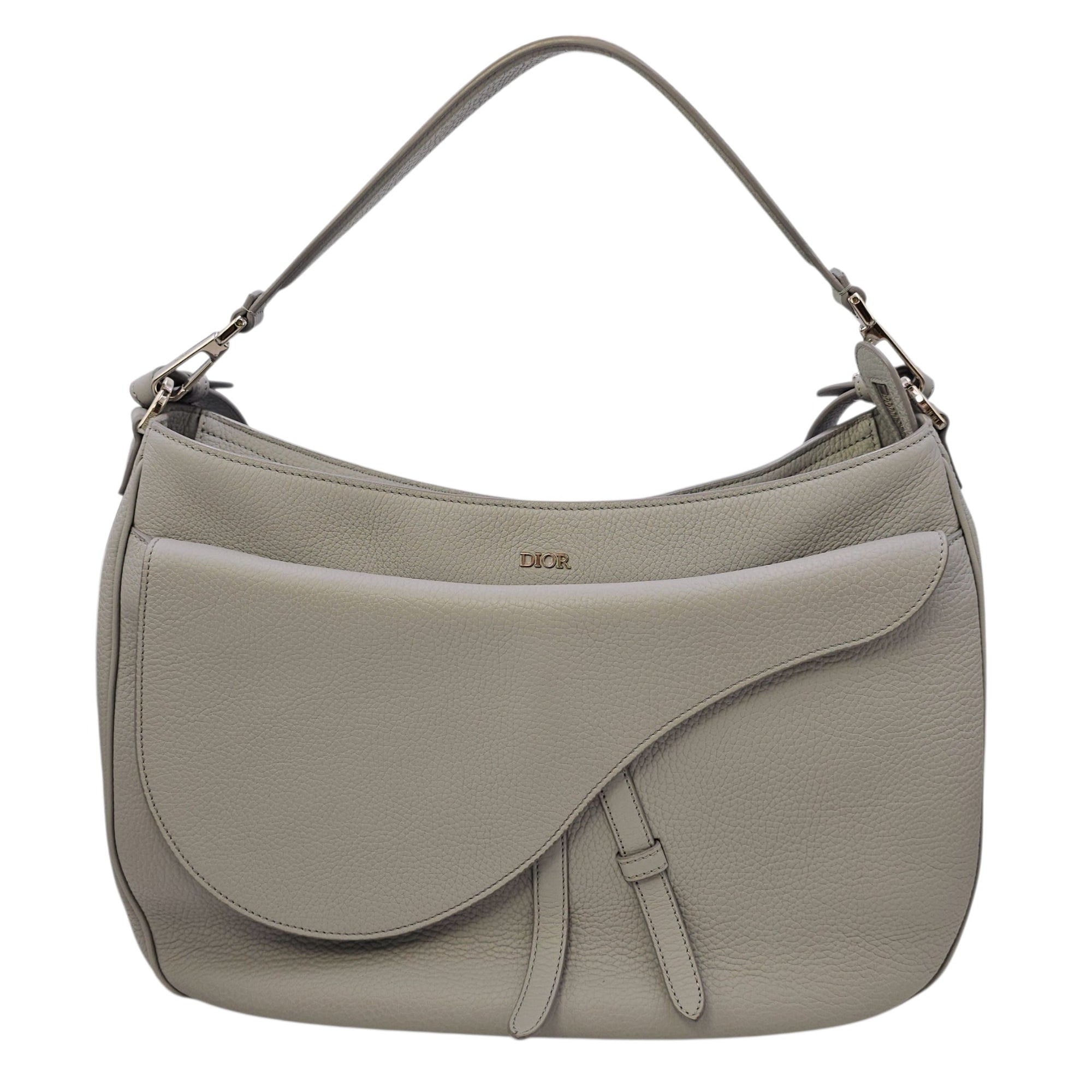 Saddle Ash Grey Shoulder Bag in Calfskin Silver hardware CL2604-20592 17