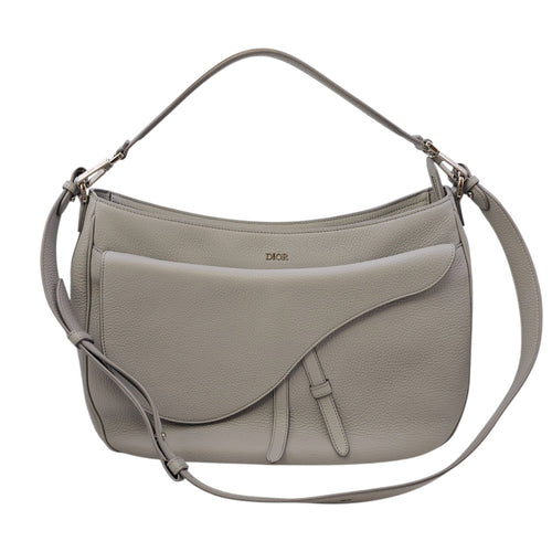 Saddle Ash Grey Shoulder Bag in Calfskin Silver hardware CL2604-20592 18