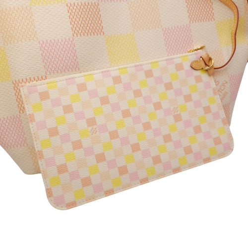 Damierlicious Neverfull Checkerboard Pattern MM Yellow Shoulder Bag Gold hardware CL2604-20593 14