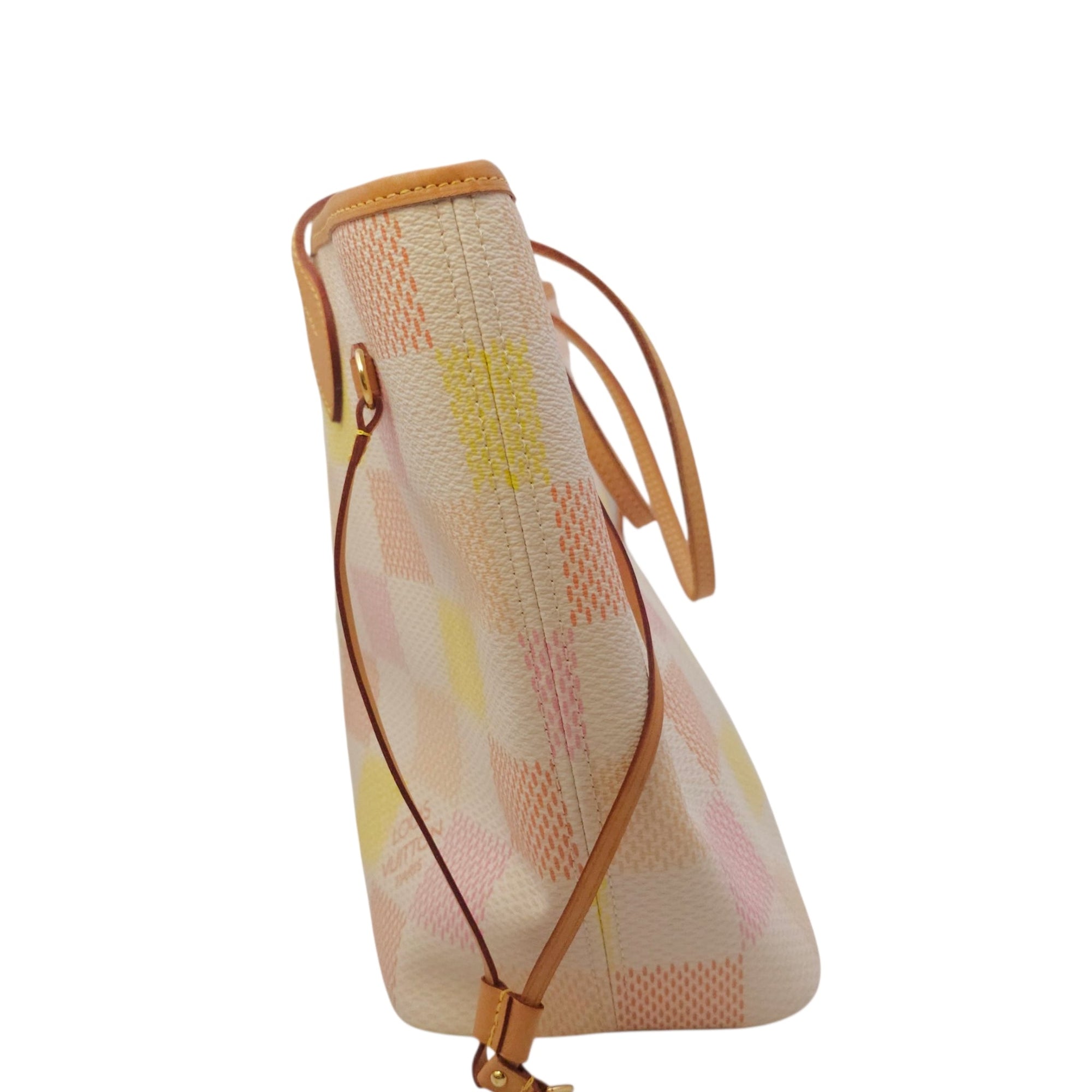 Damierlicious Neverfull Checkerboard Pattern MM Yellow Shoulder Bag Gold hardware CL2604-20593 5